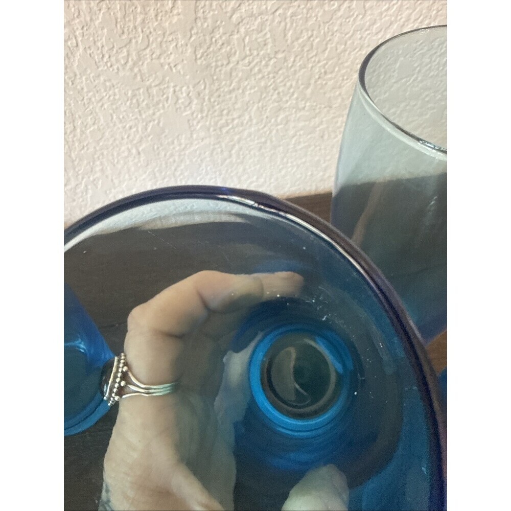 Turquoise Blue Flat Glass Tumblers 3 Tapered Capri Aqua Smooth 6.5 " Tall - Picture 8 of 8